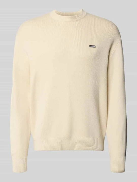 Zdjęcie produktu Sweter z dzianiny o kroju relaxed fit z czystej bawełny REVIEW Écru