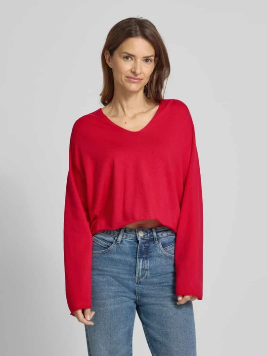 Zdjęcie produktu Sweter z dzianiny o kroju relaxed fit z dekoltem w serek model ‘SOMAIJA’ Drykorn Mocnoróżowy