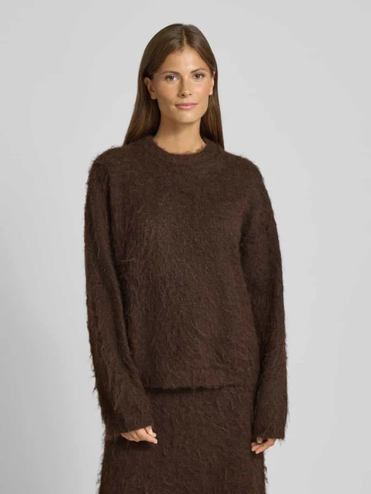 Zdjęcie produktu Sweter z dzianiny o kroju relaxed fit z dodatkiem wełny Jake*s Ciemnobrązowy