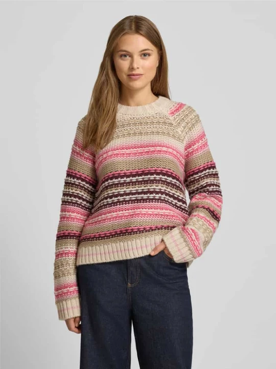 Zdjęcie produktu Sweter z dzianiny o kroju relaxed fit z dodatkiem wełny model „BIBI” Y.A.S Mocnoróżowy