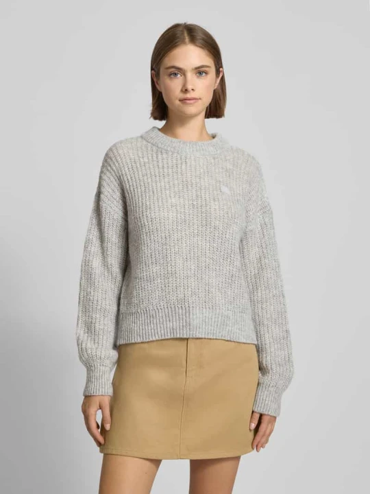 Zdjęcie produktu Sweter z dzianiny o kroju relaxed fit z dodatkiem wełny z alpaki model ‘SLOGERYNNA_B’ Hugo Średnioszary melanż