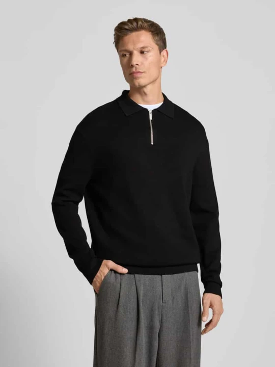 Zdjęcie produktu Sweter z dzianiny o kroju relaxed fit z dzianiny z mieszanki wiskozy model ‘TELLER’ Selected Homme Czarny