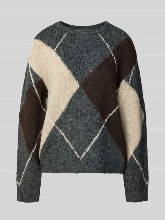 Zdjęcie produktu Sweter z dzianiny o kroju relaxed fit z elastycznej mieszanki wełny model 'lulu' Freequent Ciemnoszary