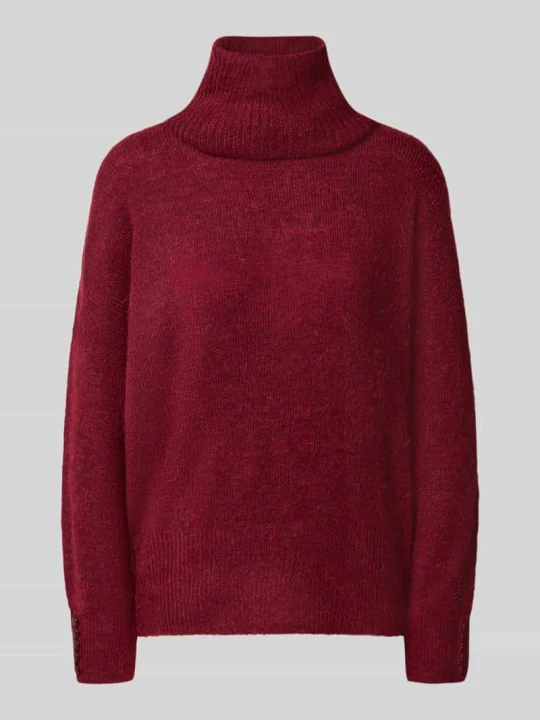 Zdjęcie produktu sweter z dzianiny o kroju relaxed fit z golfem model 'IHKAMARA' Ichi Bordowy