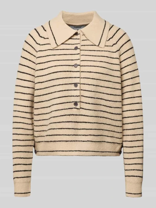 Zdjęcie produktu Sweter z dzianiny o kroju relaxed fit z kołnierzykiem polo model 'True' Topshop Beżowy