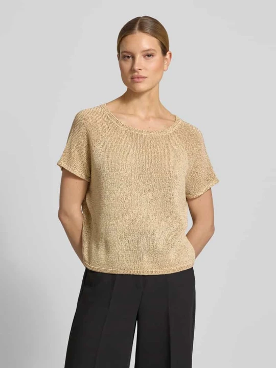 Zdjęcie produktu Sweter z dzianiny o kroju relaxed fit z krótkim rękawem s.Oliver Beżowy