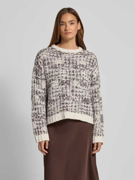 Zdjęcie produktu Sweter z dzianiny o kroju relaxed fit z mieszanki bawełny i wełny model ‘LINDSAY’ Selected Złamany biały