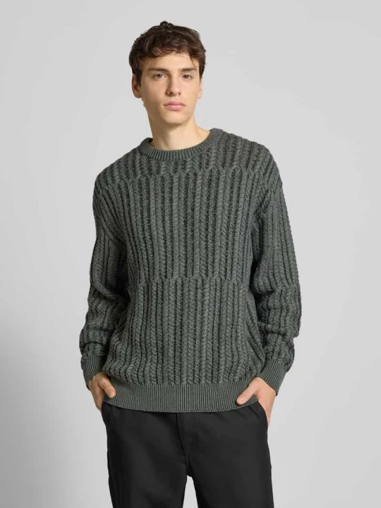 Zdjęcie produktu Sweter z dzianiny o kroju relaxed fit z mieszanki bawełny model ‘FILL RLX’ Only & Sons Antracytowy