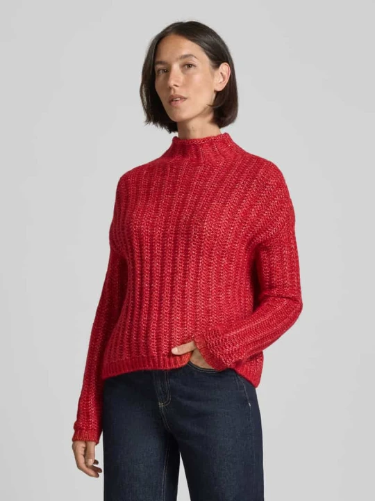 Zdjęcie produktu Sweter z dzianiny o kroju relaxed fit z mieszanki bawełny z dodatkiem wełny model ‘SAFINEYNY’ Hugo Czerwony
