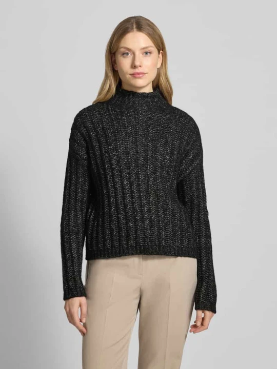 Zdjęcie produktu Sweter z dzianiny o kroju relaxed fit z mieszanki bawełny z dodatkiem wełny model ‘SAFINEYNY’ Hugo Czarny