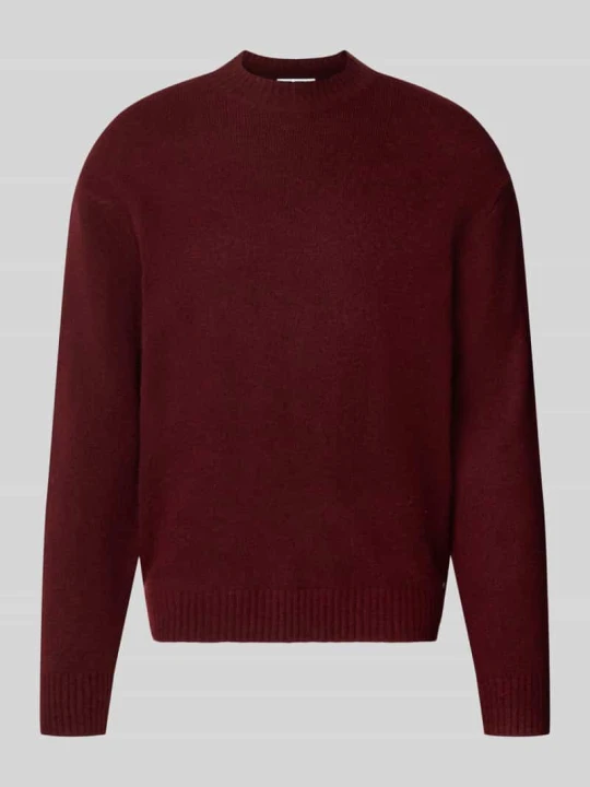 Zdjęcie produktu Sweter z dzianiny o kroju relaxed fit z mieszanki materiałów z dodatkiem bawełny REVIEW Bordowy