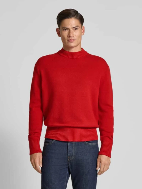 Zdjęcie produktu Sweter z dzianiny o kroju relaxed fit z mieszanki wełny i kaszmiru model ‘Calle’ Selected Homme Czerwony