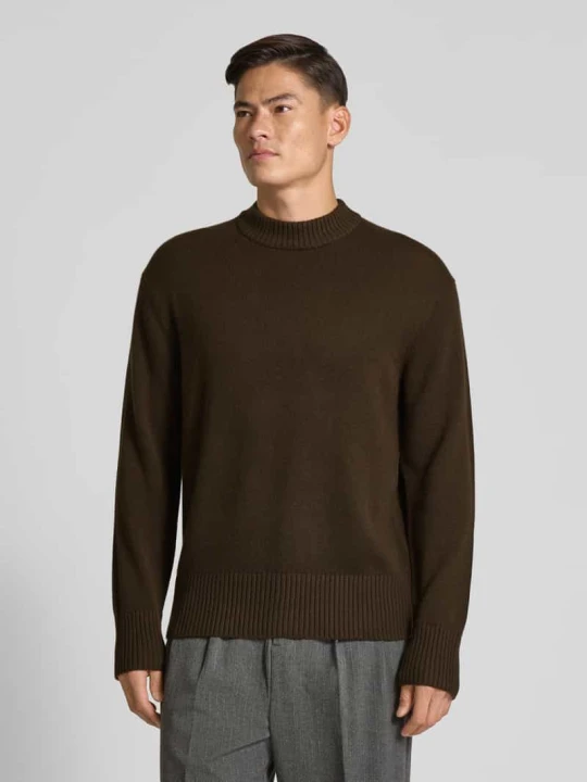Zdjęcie produktu Sweter z dzianiny o kroju relaxed fit z mieszanki wełny i kaszmiru model ‘Calle’ Selected Homme Ciemnobrązowy