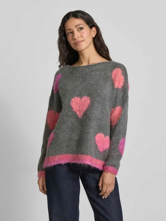Zdjęcie produktu Sweter z dzianiny o kroju relaxed fit z mieszanki wełny i wełny z alpaki Miss Goodlife Ciemnoszary