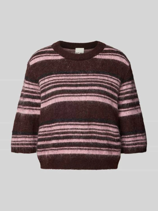 Zdjęcie produktu Sweter z dzianiny o kroju relaxed fit z mieszanki wełny model 'ALLO' Ichi Śliwkowy