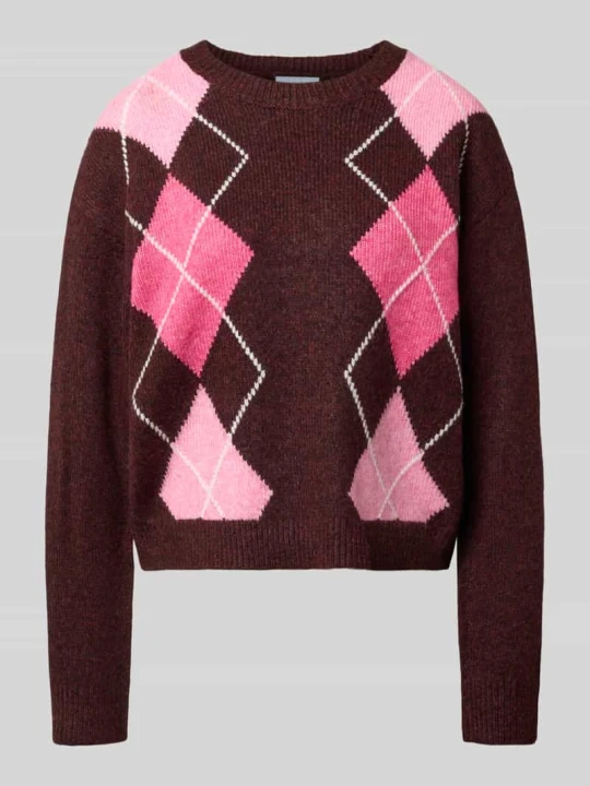 Zdjęcie produktu Sweter z dzianiny o kroju relaxed fit z mieszanki wełny model 'HARVI' JJXX Bordowy