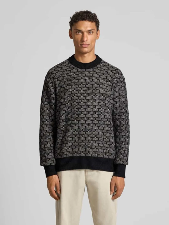 Zdjęcie produktu Sweter z dzianiny o kroju relaxed fit z mieszanki wełny model ‘KEITH’ Selected Homme Czarny