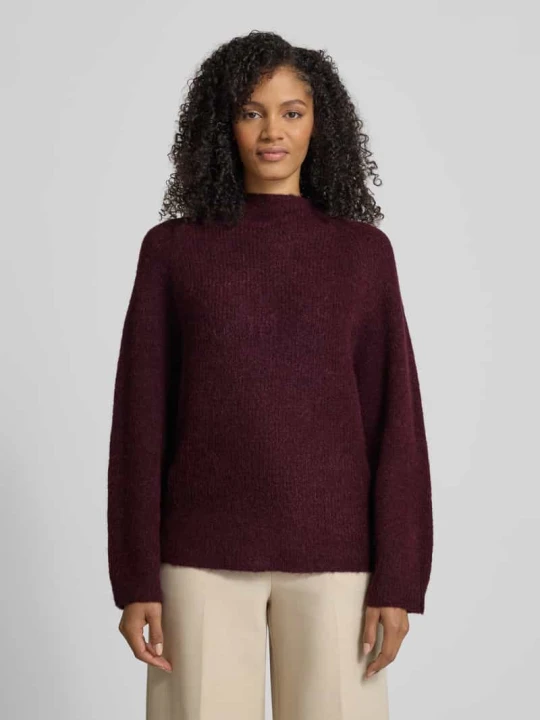 Zdjęcie produktu Sweter z dzianiny o kroju relaxed fit z mieszanki wełny model ‘SIA’ Selected Śliwkowy