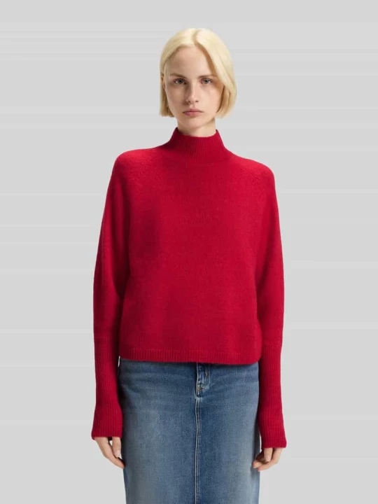 Zdjęcie produktu Sweter z dzianiny o kroju relaxed fit z mieszanki wełny z dodatkiem wełny z alpaki model ‘SURPIO’ Hugo Czerwony