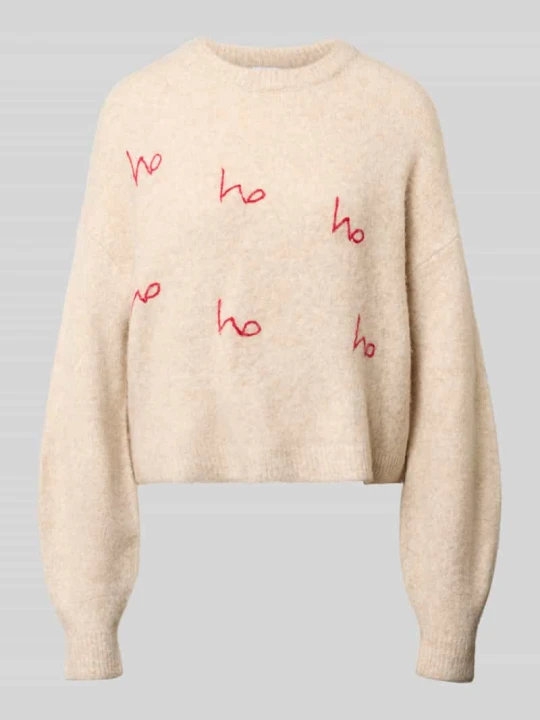 Zdjęcie produktu Sweter z dzianiny o kroju relaxed fit z okrągłym dekoltem model 'VIXEN' Noisy May Écru
