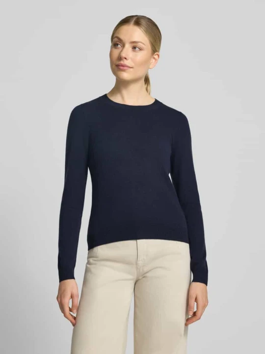 Zdjęcie produktu sweter z dzianiny o kroju slim fit z czystego kaszmiru Christian Berg Ciemnoniebieski