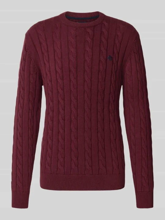Zdjęcie produktu sweter z dzianiny o kroju slim fit z czystej bawełny MCNEAL Ciemnoczerwony
