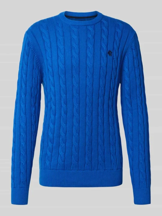 Zdjęcie produktu sweter z dzianiny o kroju slim fit z czystej bawełny MCNEAL Niebieski