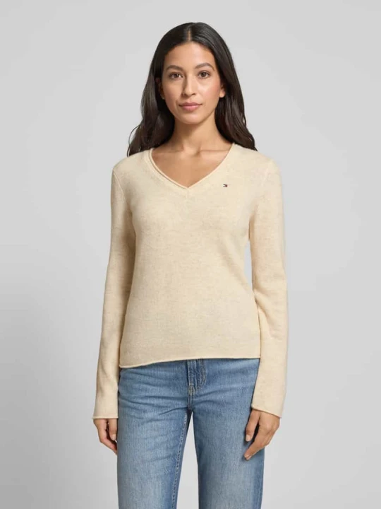 Zdjęcie produktu Sweter z dzianiny o kroju slim fit z czystej wełny Tommy Hilfiger Piaskowy