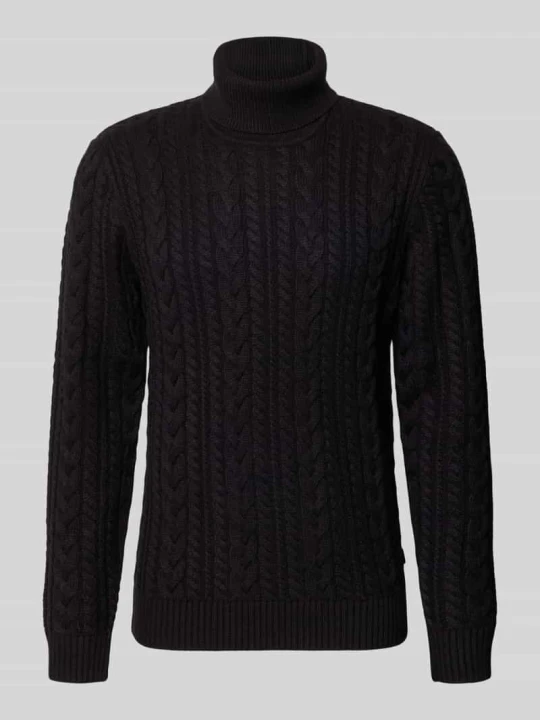 Zdjęcie produktu sweter z dzianiny o kroju slim fit z domieszką bawełny model 'Callum' Jack&Jones Czarny