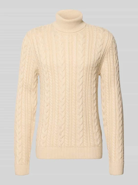 Zdjęcie produktu sweter z dzianiny o kroju slim fit z domieszką bawełny model 'Callum' Jack&Jones Piaskowy melanż