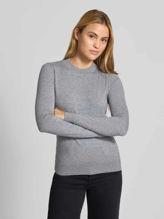 Zdjęcie produktu Sweter z dzianiny o kroju slim fit z elastycznymi wykończeniami Christian Berg Srebrny melanż