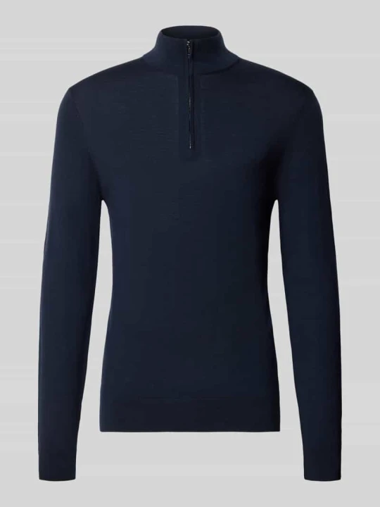 Zdjęcie produktu sweter z dzianiny o kroju slim fit z kołnierzem zapinanym Profuomo Ciemnobrązowy