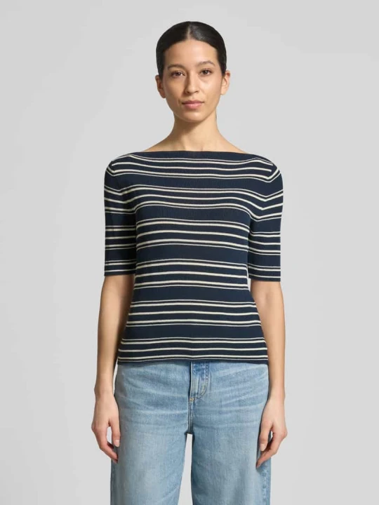 Zdjęcie produktu Sweter z dzianiny o kroju slim fit z mieszanki bawełny model 'PASATTA' MAX&Co. Granatowy