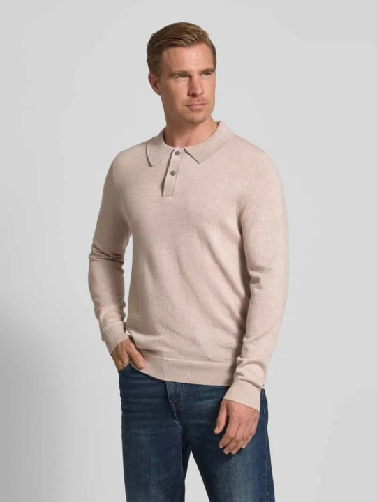 Zdjęcie produktu Sweter z dzianiny o kroju slim fit z mieszanki wełny Christian Berg Piaskowy melanż