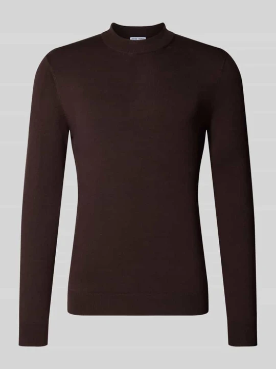 Zdjęcie produktu Sweter z dzianiny o kroju slim fit z mieszanki wiskozy ze stójką Antony Morato Ciemnobrązowy