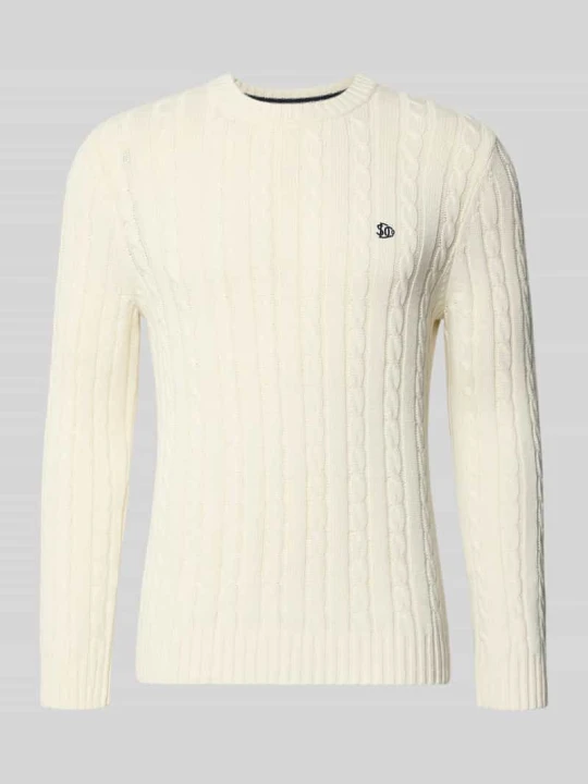 Zdjęcie produktu sweter z dzianiny o kroju slim fit ze ściegiem warkoczowym Superdry Écru