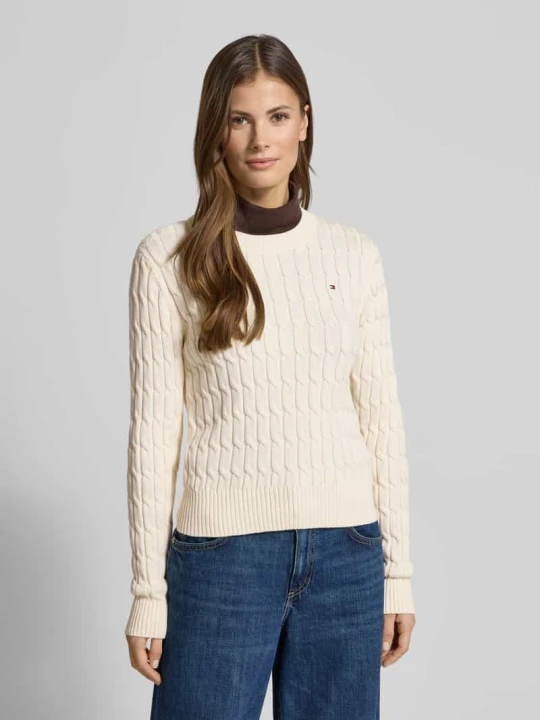 Zdjęcie produktu Sweter z dzianiny o kroju slim fit z czystej bawełny Tommy Hilfiger Biały