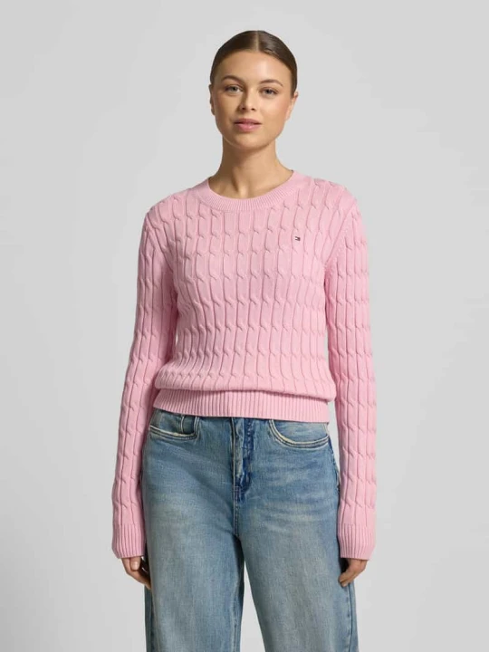 Zdjęcie produktu Sweter z dzianiny o kroju slim fit z czystej bawełny Tommy Hilfiger Mocnoróżowy