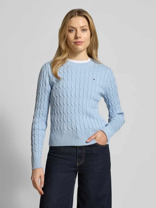Zdjęcie produktu Sweter z dzianiny o kroju slim fit z czystej bawełny Tommy Hilfiger Jasnoniebieski