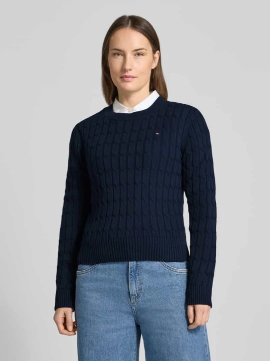 Zdjęcie produktu Sweter z dzianiny o kroju slim fit z czystej bawełny Tommy Hilfiger Granatowy
