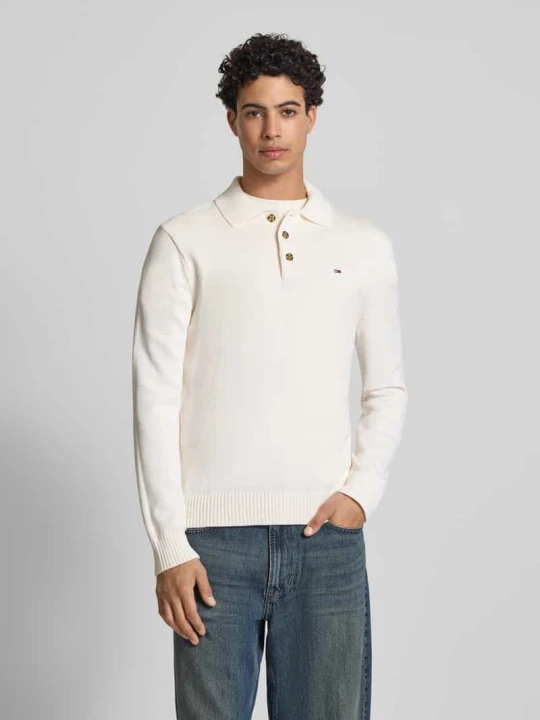 Zdjęcie produktu Sweter z dzianiny o kroju slim z czystej bawełny Tommy Jeans Złamany biały