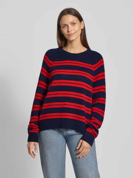 Zdjęcie produktu Sweter z dzianiny z czystej wełny o kroju loose fit model 'LILIRIAA FINE STRIPES' ARMEDANGELS Granatowy