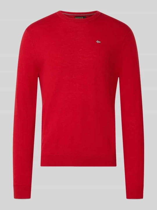Zdjęcie produktu sweter z dzianiny Slim Fit z czystej wełny model 'DAMAVAND' Napapijri Czerwony