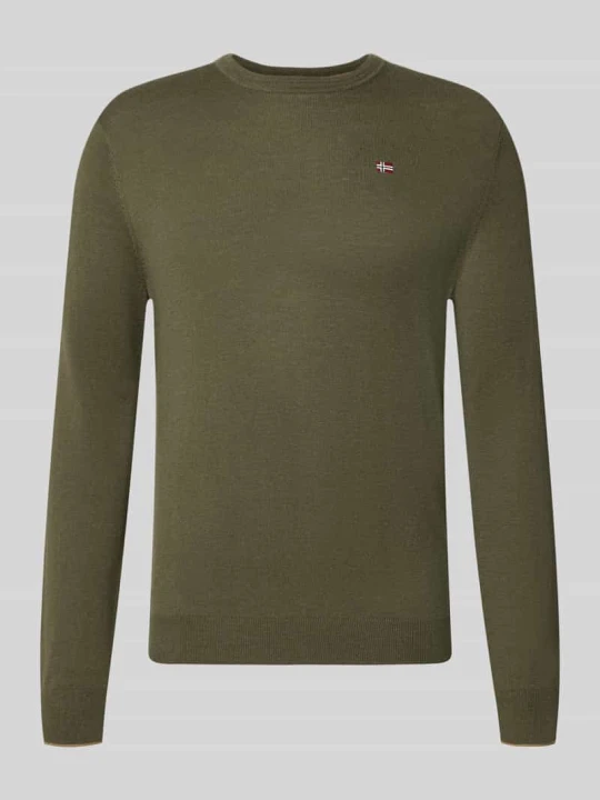 Zdjęcie produktu sweter z dzianiny Slim Fit z czystej wełny model 'DAMAVAND' Napapijri Khaki