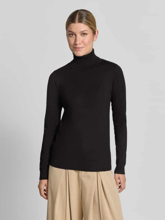 Zdjęcie produktu sweter z dzianiny Slim Fit z mieszanki wiskozy model 'IHLULS' Ichi Czarny