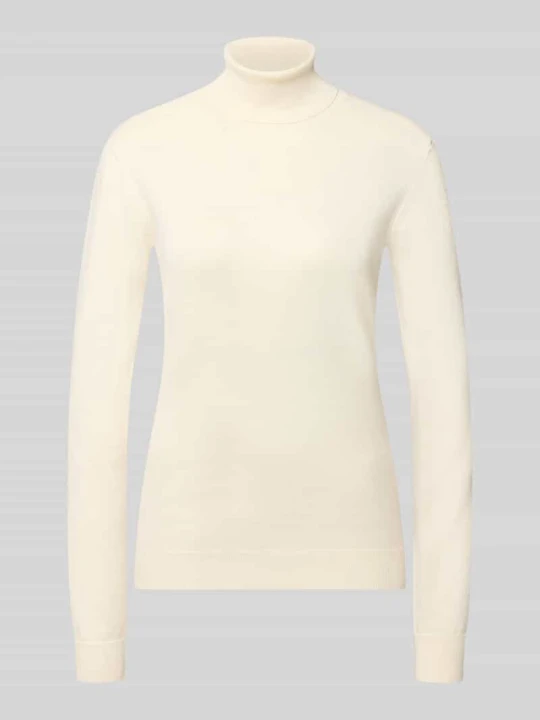 Zdjęcie produktu sweter z dzianiny Slim Fit z mieszanki wiskozy model 'IHLULS' Ichi Złamany biały