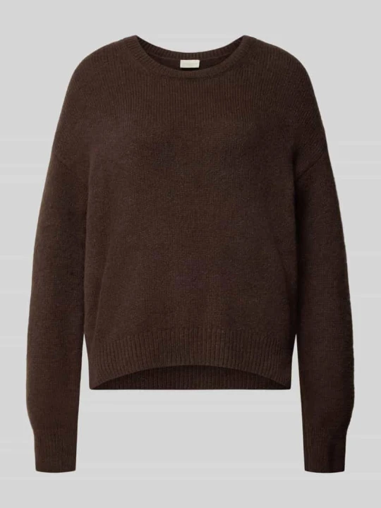 Zdjęcie produktu sweter z dzianiny, w kroju oversized fit z okrągłym dekoltem milano italy Ciemnobrązowy