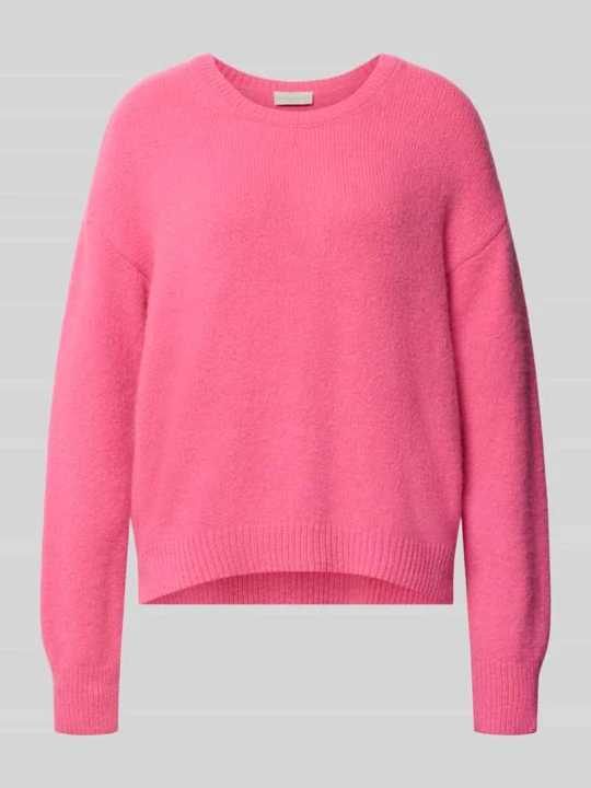 Zdjęcie produktu sweter z dzianiny, w kroju oversized fit z okrągłym dekoltem milano italy Fuksjowy