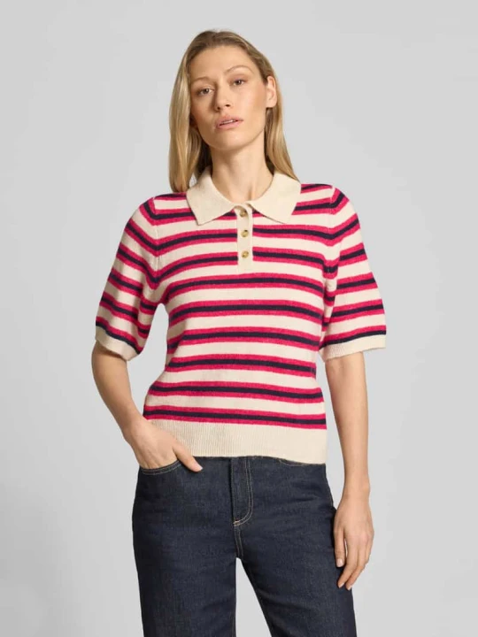 Zdjęcie produktu sweter z dzianiny w kroju regular fit z dodatkiem wełny model 'CANNA' Vero Moda Jasnoczerwony