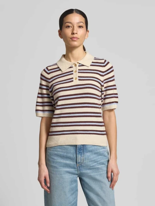 Zdjęcie produktu sweter z dzianiny w kroju regular fit z dodatkiem wełny model 'CANNA' Vero Moda Bordowy